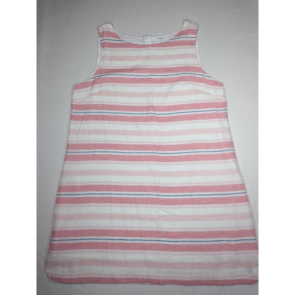 BeachLunchLounge Womens XL Alina Shift Dress Linen Cotton sleeveless Pink Stripe